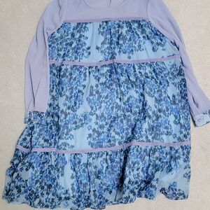 Floral Blue and Purple Kids Casual Dress